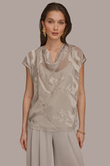 Donna Karan | SATIN ABSTRACT BURNOUT TOP