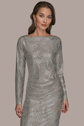 Donna Karan | LONG SLEEVE FOIL TOP