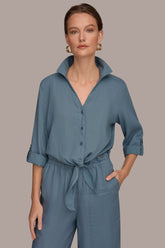 Donna Karan | LONG SLEEVE TIE-FRONT BLOUSE