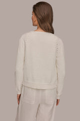 Donna Karan | POINTELLE TRIM CARDIGAN