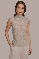 Donna Karan | METALLIC RUCHED SWEATER