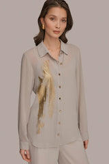 Donna Karan | METALLIC BRUSHSTROKE BLOUSE