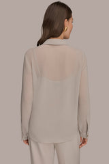 Donna Karan | METALLIC BRUSHSTROKE BLOUSE
