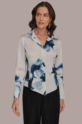 Donna Karan | FLORAL HIGH-LOW BLOUSE