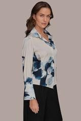 Donna Karan | FLORAL HIGH-LOW BLOUSE