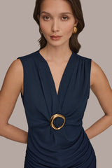 Donna Karan | DEEP V-NECK BUCKLE BLOUSE