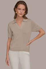 Donna Karan | COTTON AND CASHMERE POLO SWEATER