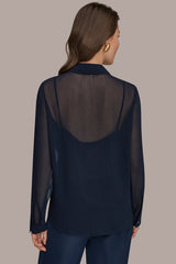 Donna Karan | METALLIC BRUSHSTROKE BLOUSE