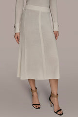 Donna Karan | SEAMED MIDI A-LINE SWEATER SKIRT