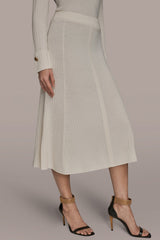 Donna Karan | SEAMED MIDI A-LINE SWEATER SKIRT