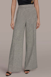 Donna Karan | MID-RISE MÉLANGE PLEATED WIDE-LEG SUIT PANT