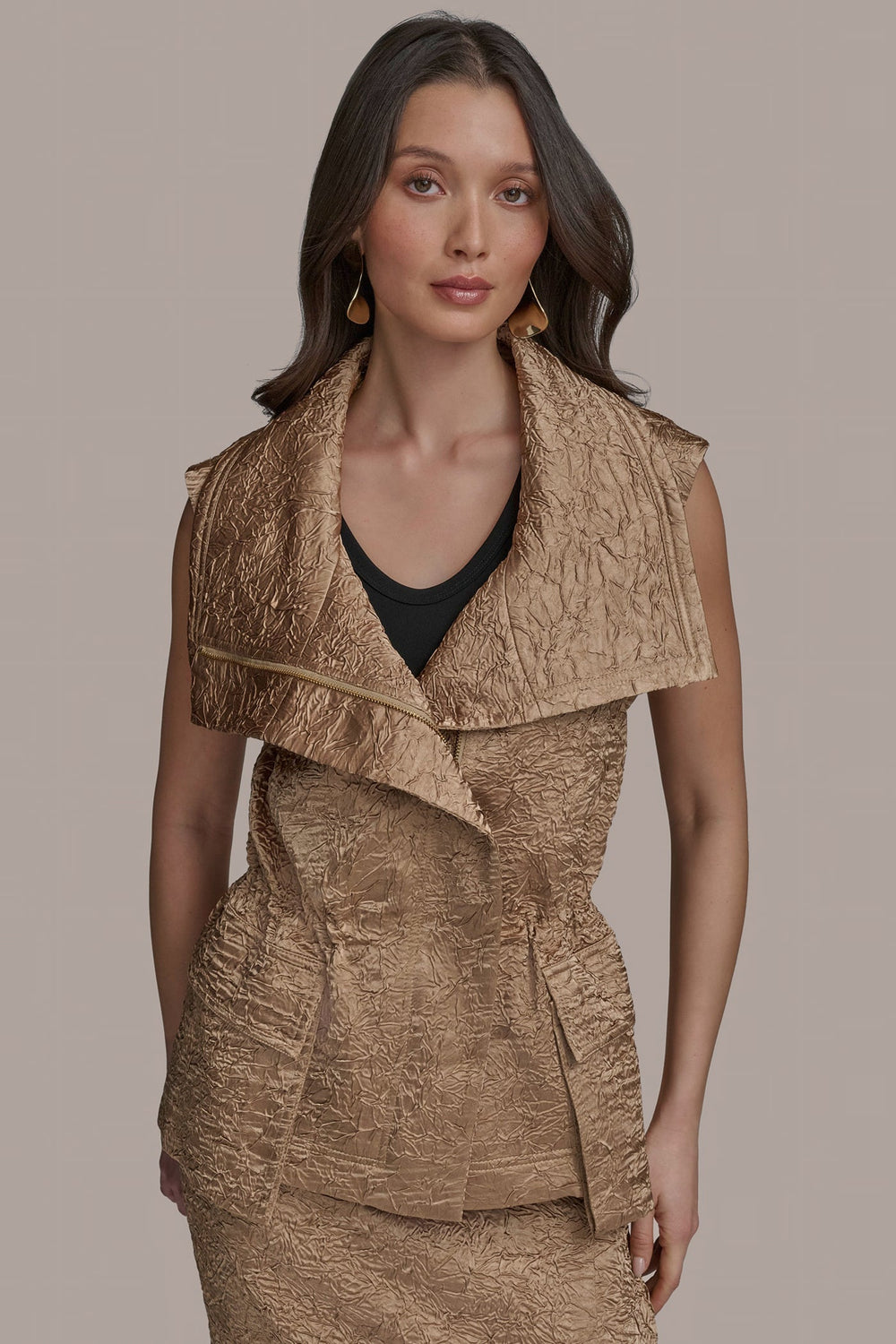 Donna Karan | TEXT ZIP FRONT VEST