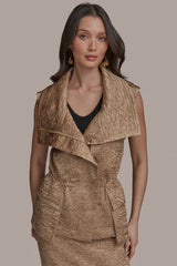 Donna Karan | TEXT ZIP FRONT VEST