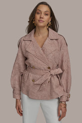 Donna Karan | TEXT BUTTON JACKET WITH TIE