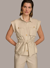 Donna Karan | BELTED JACKET WITH POCKETS