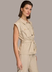 Donna Karan | BELTED JACKET WITH POCKETS