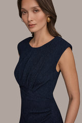 Donna Karan | CRINKLED SLEEVELESS RUCHED MIDI DRESS