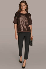 Donna Karan | ELBOW-SLEEVE SEQUIN SWEATER
