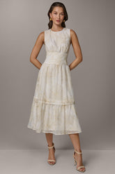 Donna Karan | SLEEVELESS CUTOUT MIDI A-LINE DRESS