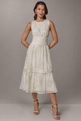 Donna Karan | SLEEVELESS CUTOUT MIDI A-LINE DRESS