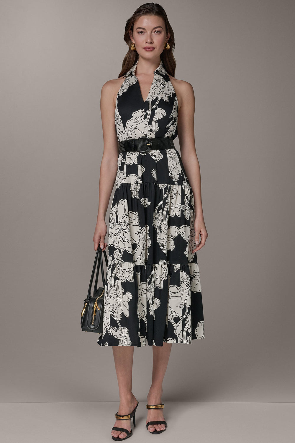 Donna Karan | SLEEVELESS MIDI HALTER SHIRT DRESS