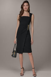 Donna Karan | SLEEVELESS WRAP-EFFECT MIDI DRESS