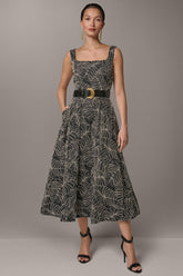 Donna Karan | SLEEVELESS PLEATED MIDI A-LINE DRESS