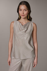 Donna Karan | SLEEVELESS METALLIC PINSTRIPE TOP