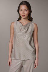 Donna Karan | SLEEVELESS METALLIC PINSTRIPE TOP