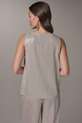Donna Karan | SLEEVELESS METALLIC PINSTRIPE TOP
