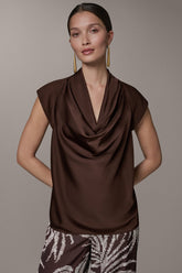Donna Karan | CAP SLEEVE MIXED MEDIA TOP