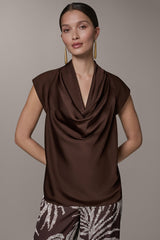 Donna Karan | CAP SLEEVE MIXED MEDIA TOP