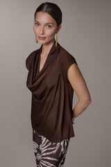 Donna Karan | CAP SLEEVE MIXED MEDIA TOP
