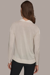 Donna Karan | LONG SLEEVE COWL-NECK MIXED-MEDIA SWEATER