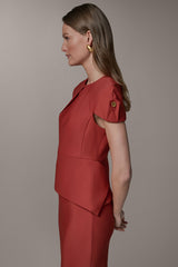 Donna Karan | SHORT SLEEVE PEPLUM TOP