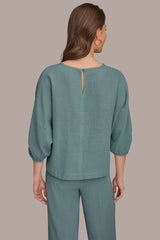 Donna Karan | 3/4 SLEEVE TWIST CUFF BLOUSE