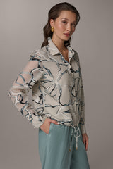 Donna Karan | BURNOUT DRAWSTRING HEM BLOUSE