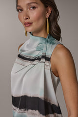 Donna Karan | STRIPED DRAPE TWIST SHOULDER BLOUSE