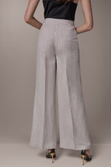 Donna Karan | MID-RISE PINSTRIPE PLEATED WIDE-LEG PANT