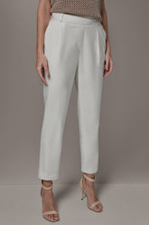Donna Karan | LINEN-BLEND HIGH-RISE PLEATED STRAIGHT ANKLE PANT