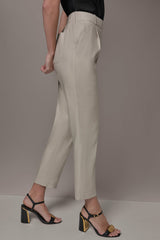 Donna Karan | LINEN-BLEND PLEATED STRAIGHT ANKLE PANT
