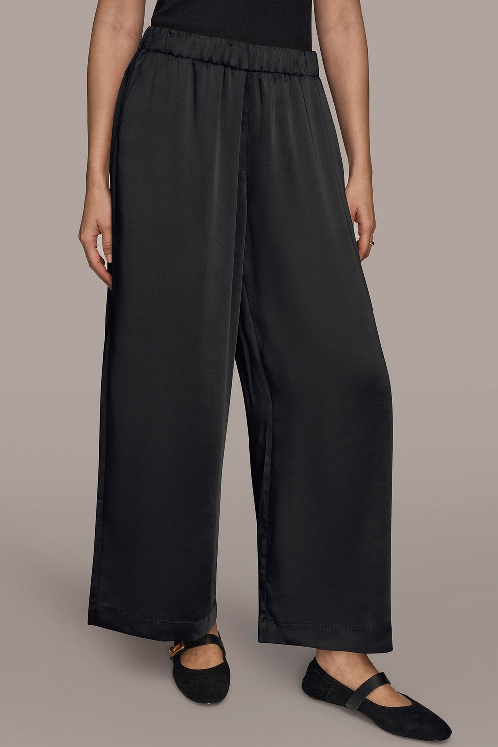 Donna Karan | SATIN MID-RISE RELAXED PANT