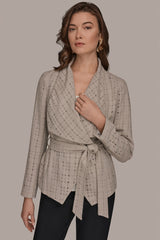 Donna Karan | PERFORATED WRAP JACKET WITH BELT