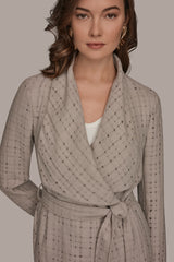 Donna Karan | PERFORATED WRAP JACKET WITH BELT