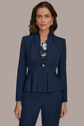 Donna Karan | COLLARLESS PLEATED PEPLUM BLAZER
