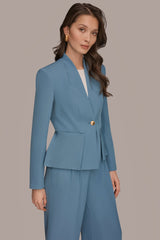 Donna Karan | COLLARLESS PLEATED PEPLUM BLAZER