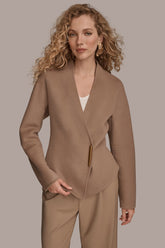 Donna Karan | COLLARLESS EMBELLISHED WRAP JACKET