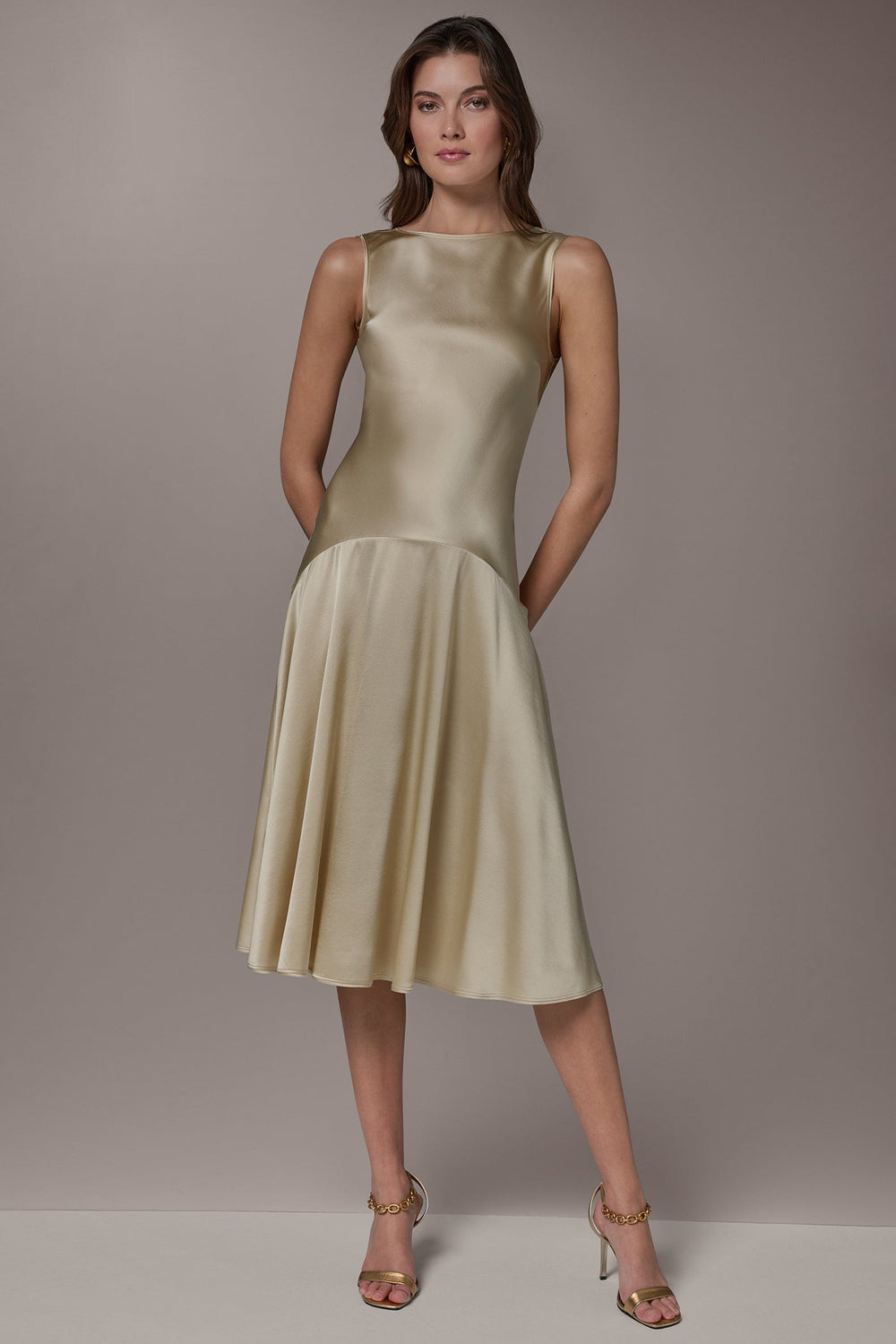 Donna Karan | SILK-CHARMEUSE MIDI A-LINE DRESS