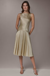Donna Karan | SILK-CHARMEUSE MIDI A-LINE DRESS