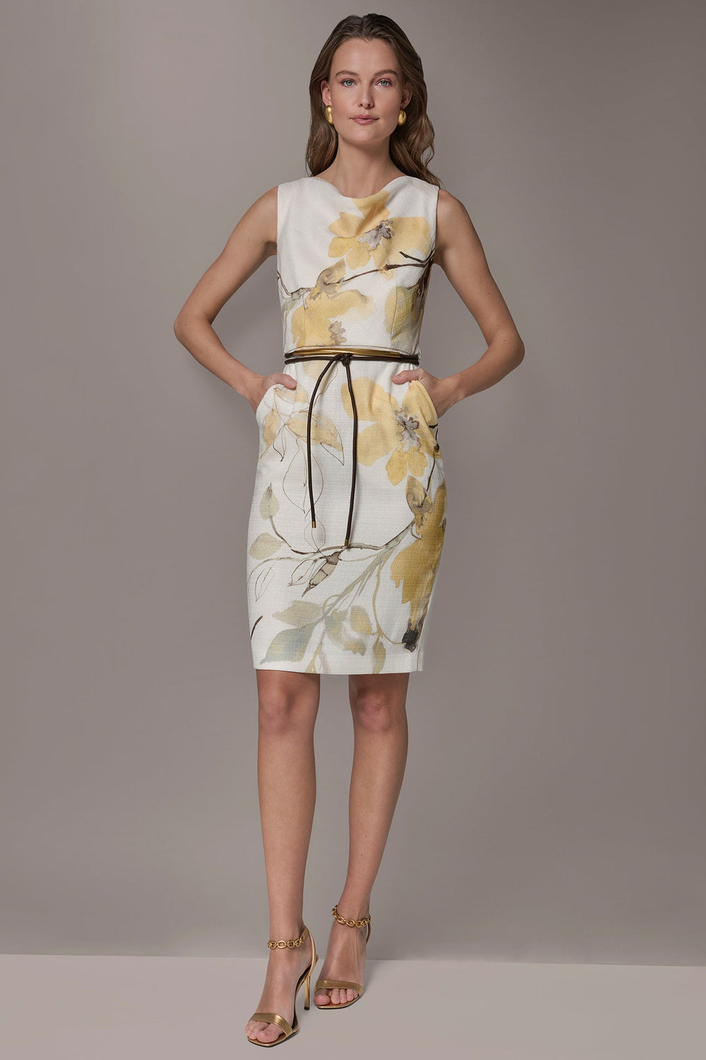 Donna Karan | TWEED FLORAL SLEEVELESS SHEATH DRESS